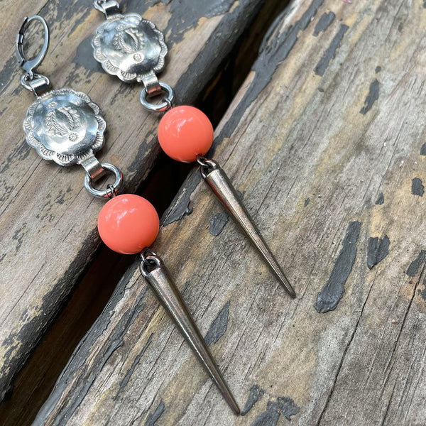 Small Concho Peach Earrings