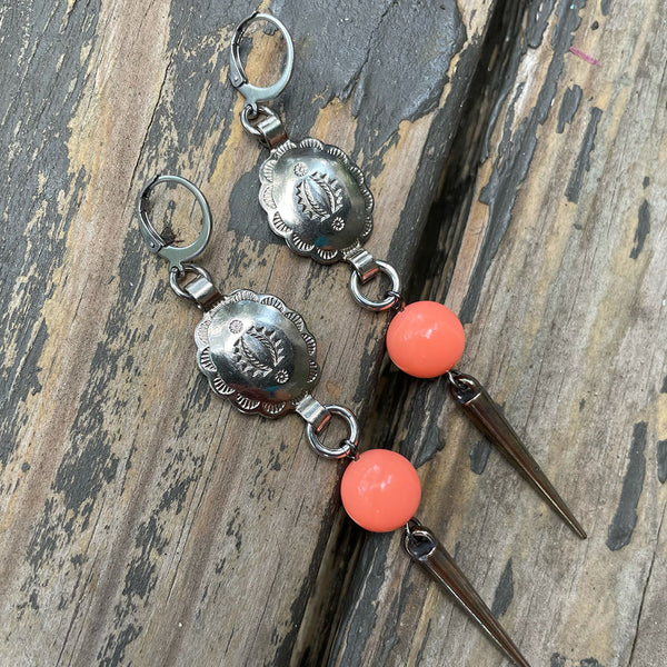 Small Concho Peach Earrings