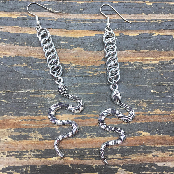 Snake Medium Chainmaille Earrings