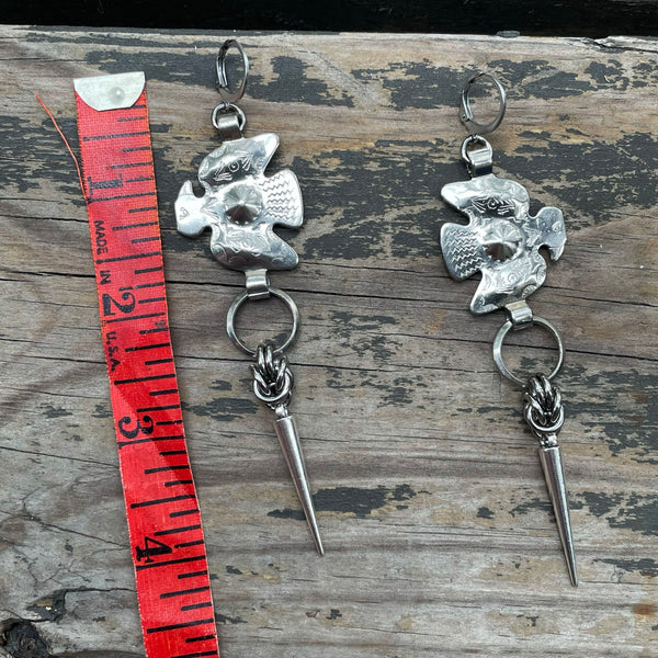 Half Byzantine Spike Thunderbird Earrings