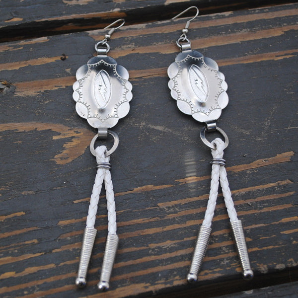 Lightning Bolt Concho Bolo Earrings