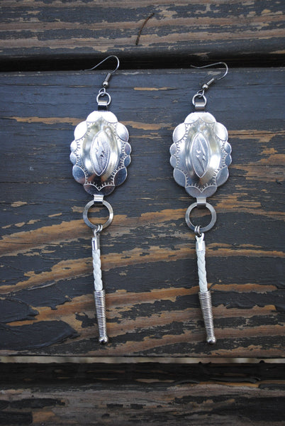 Lightning Bolt Concho Bolo Earrings