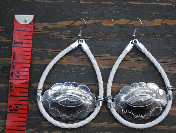 Bolo Cord & Concho Hoop Western Earrings