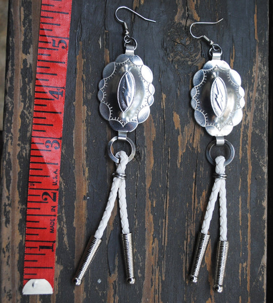 Lightning Bolt Concho Bolo Earrings