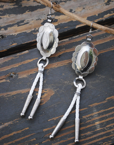 Lightning Bolt Concho Bolo Earrings