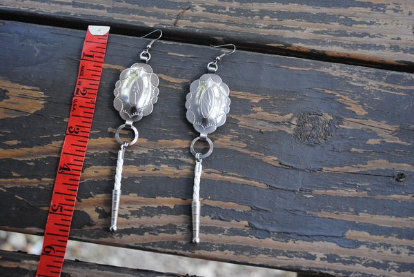 Lightning Bolt Concho Bolo Earrings