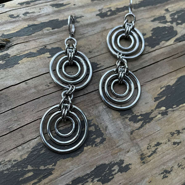 Double Bullseye Chainmaille Earrings