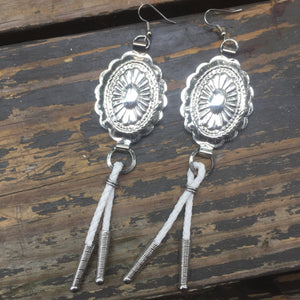 White Bolo Tie Earrings