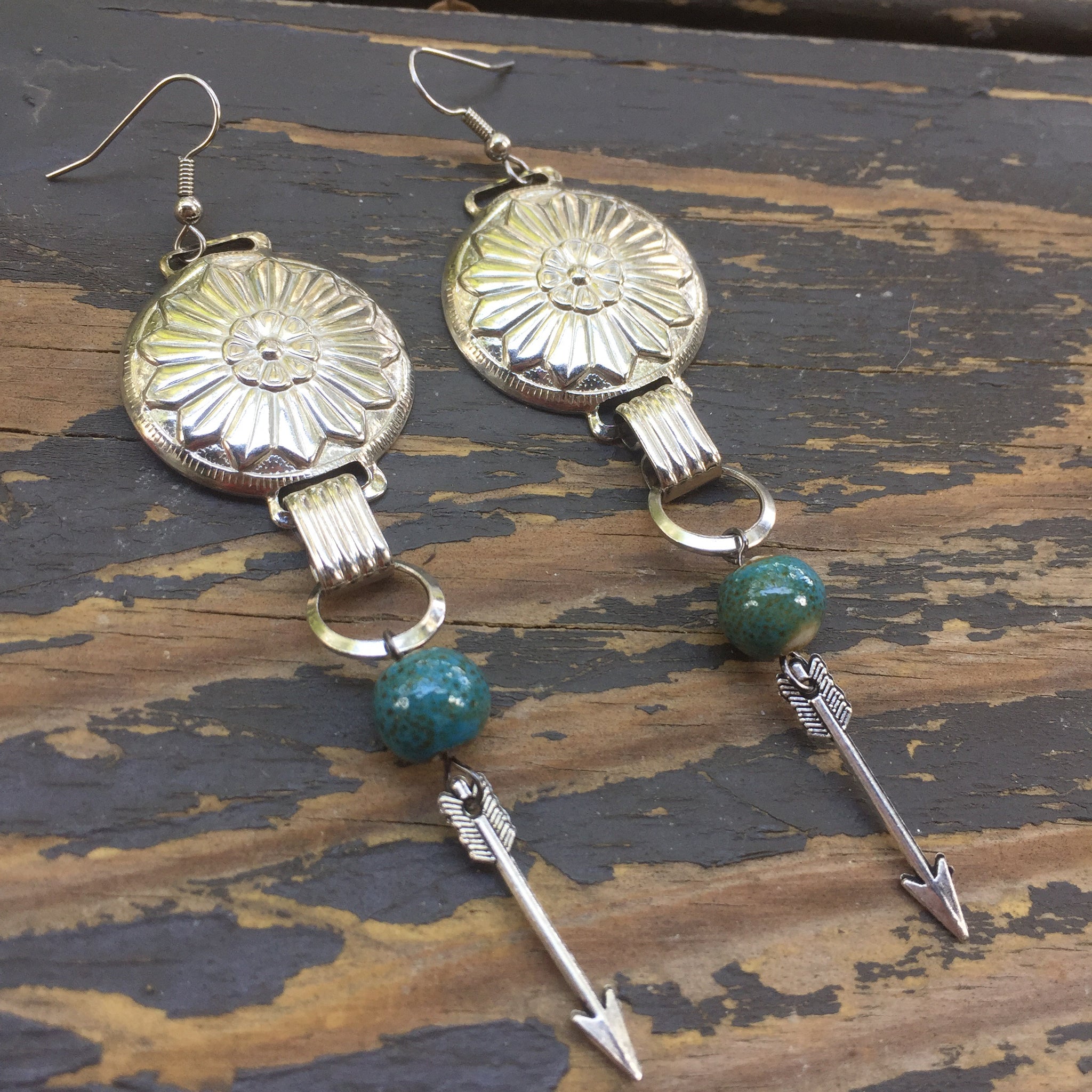 Sun Concho + Arrow Earrings