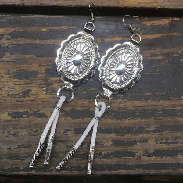 White Bolo Tie Earrings