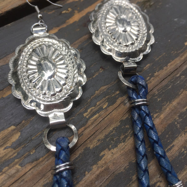 Blue Bolo Tie Earrings