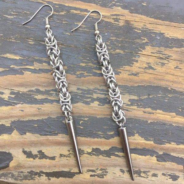 Long Auminum Byzantine Spike Earrings