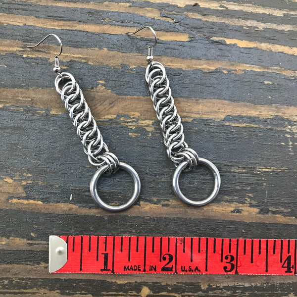 Medium Stainless Steel O-Ring Chainmaille Earrings