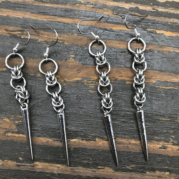 Triple Half Byzantine Spike Earrings