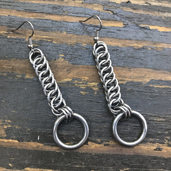 Medium Stainless Steel O-Ring Chainmaille Earrings