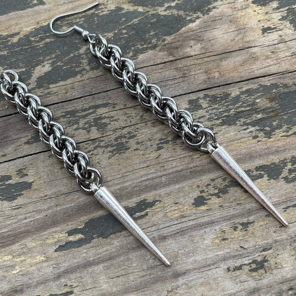 Faux JPL Chainmaille Spike Earrings