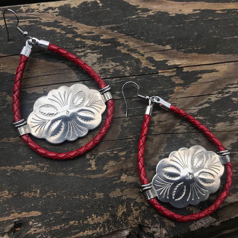 Red Kitty Concho Earrings