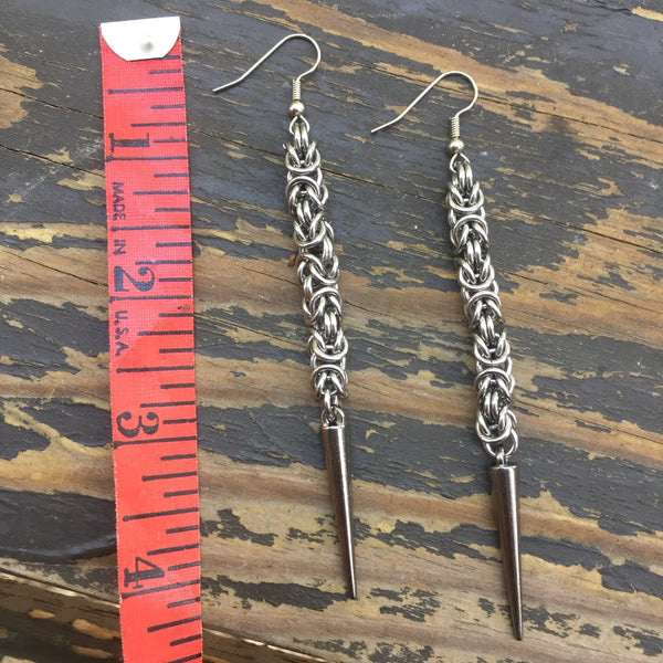 Long Auminum Byzantine Spike Earrings