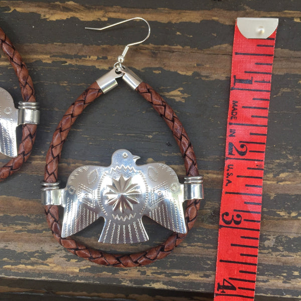 Brown Thunderbird Bolo Cord Earrings