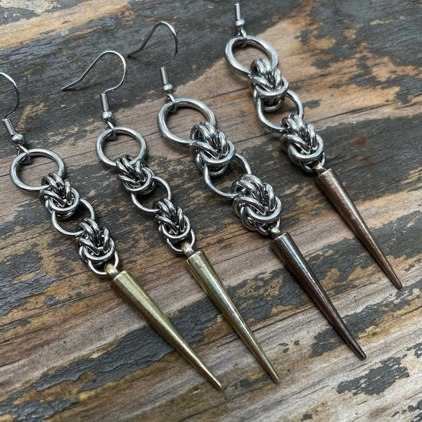 Large Half Byzantine Spike Earrings