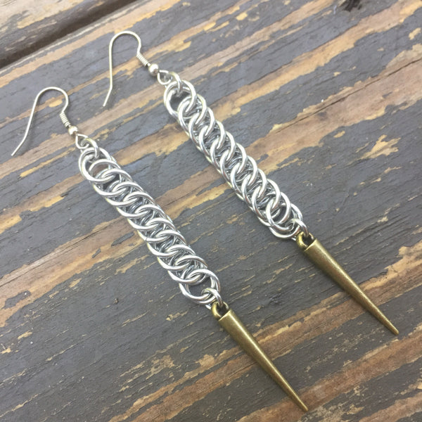 Long Half Persian 4-in-1 Stainless Steel Spike Earrings