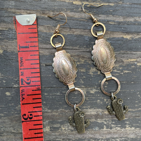 Mini Gold Concho Cactus Earrings