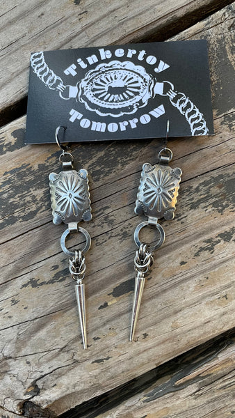 Square Half Byzantine Concho Earrings