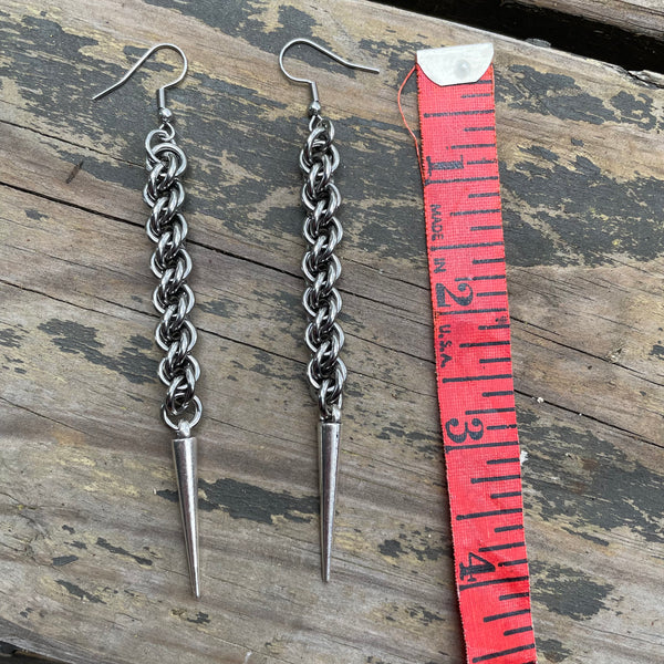 Faux JPL Chainmaille Spike Earrings