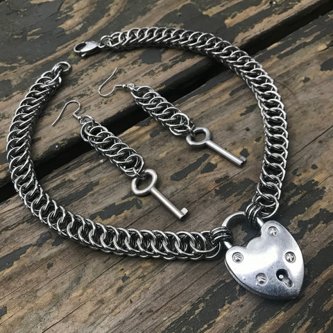 Heart Lock Chainmaille Necklace