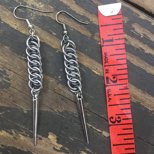 Silver Spike Chainmaille Earrings