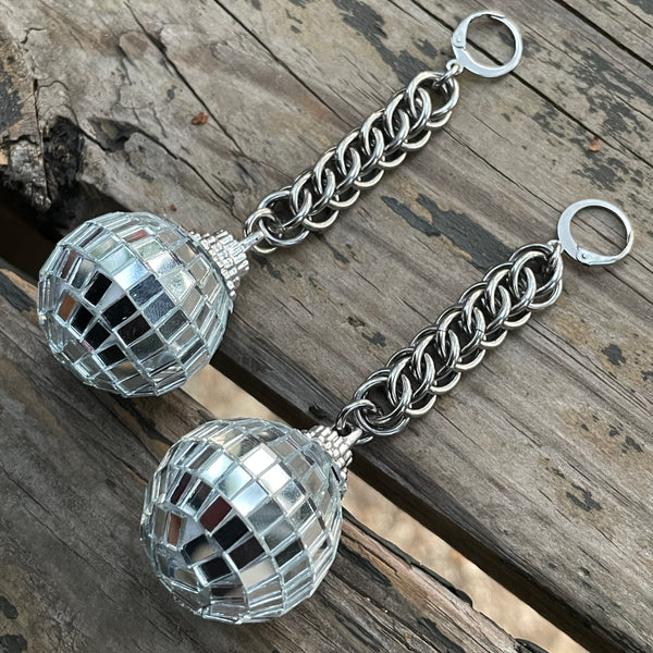 Disco Ball Chainmaille Earrings