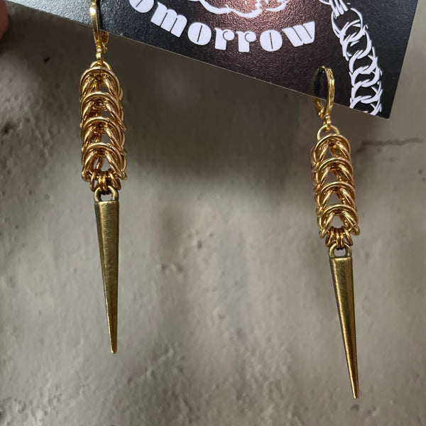 Brass Box Chainmaille Earrings