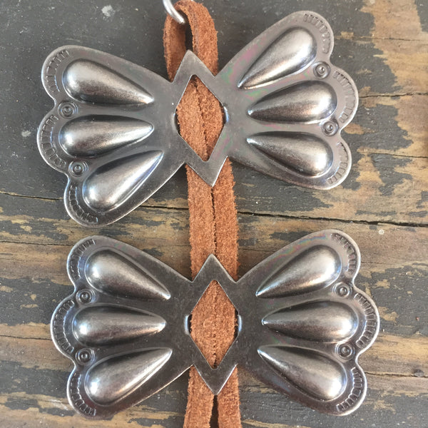 Leather & Gunmetal Concho Mariposas