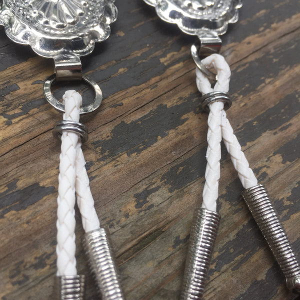 White Bolo Tie Earrings