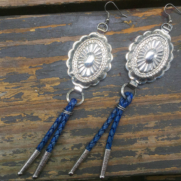 Blue Bolo Tie Earrings