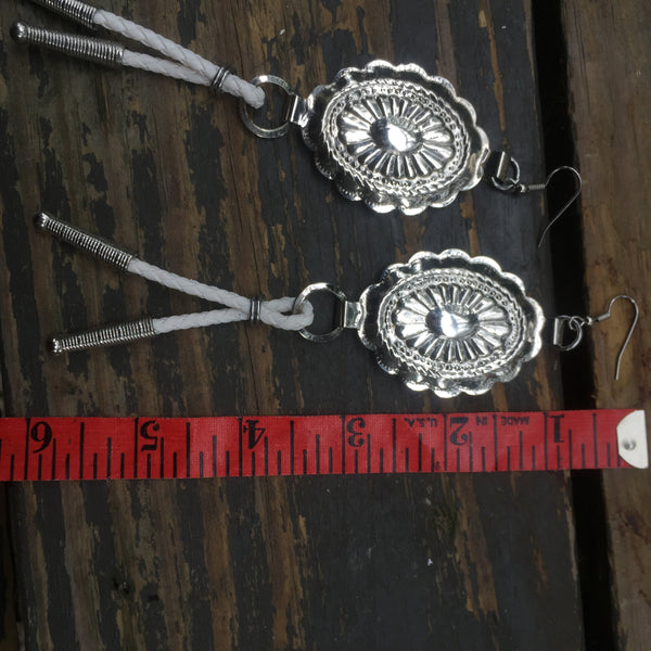 White Bolo Tie Earrings