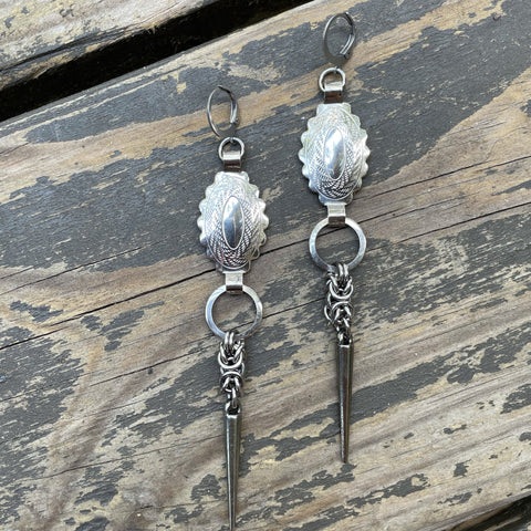 Smooth Mini Concho Byzantine Earrings