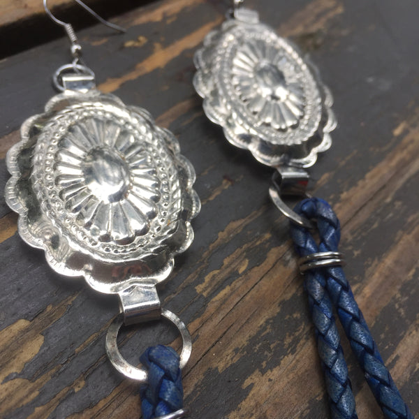 Blue Bolo Tie Earrings