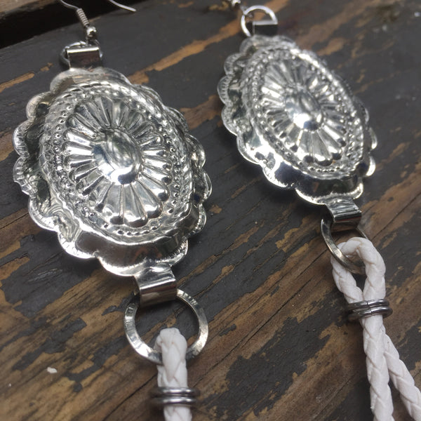 White Bolo Tie Earrings