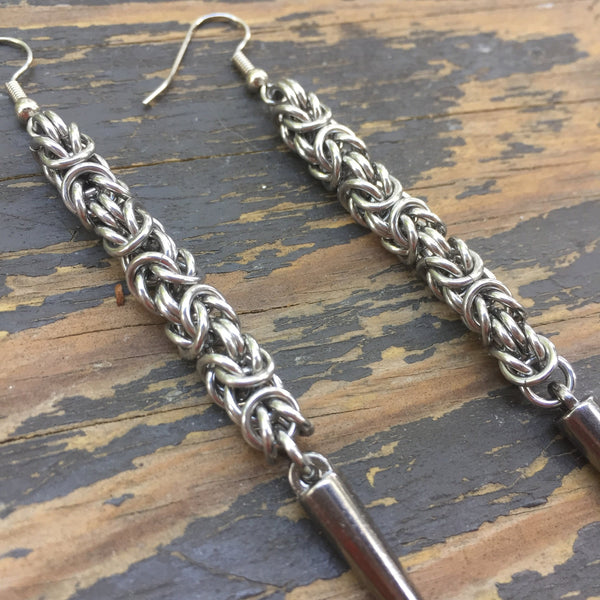 Long Auminum Byzantine Spike Earrings