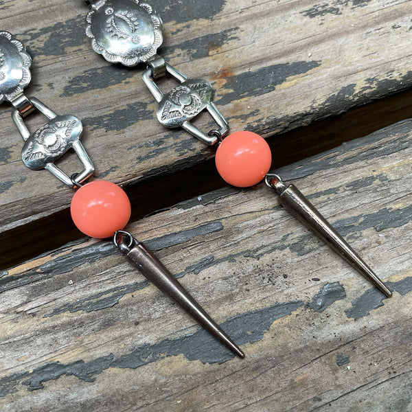 Long Concho Peach Earrings